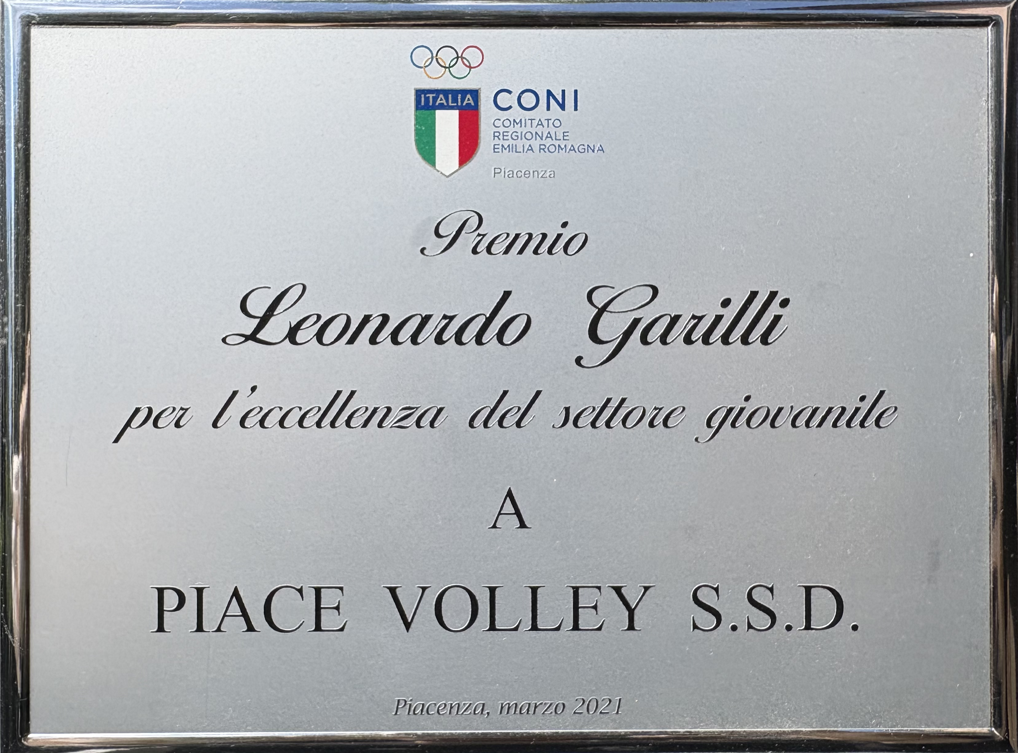Premiazione Leonardo Garilli – PiaceVolley CONI Piacenza