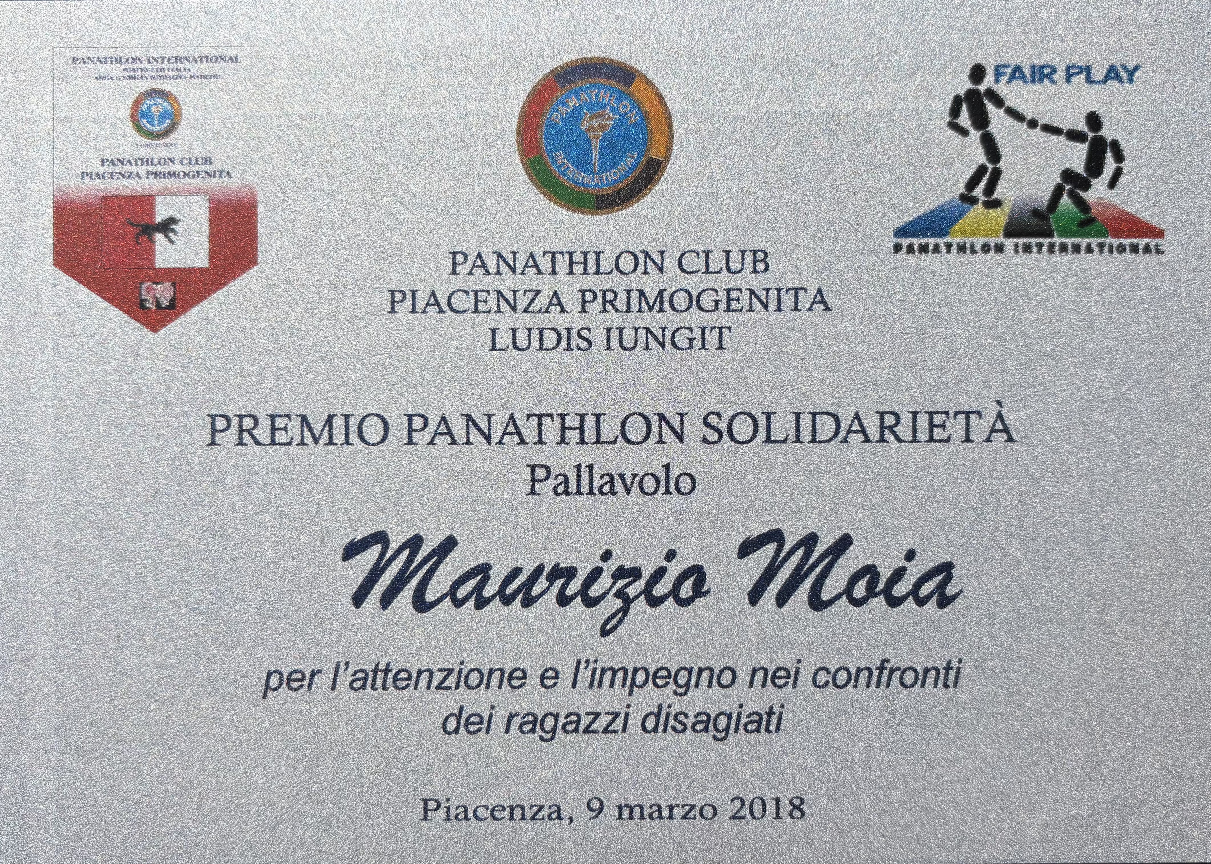Premio Solidarietà Panathlon – Maurizio Moia PiaceVolley